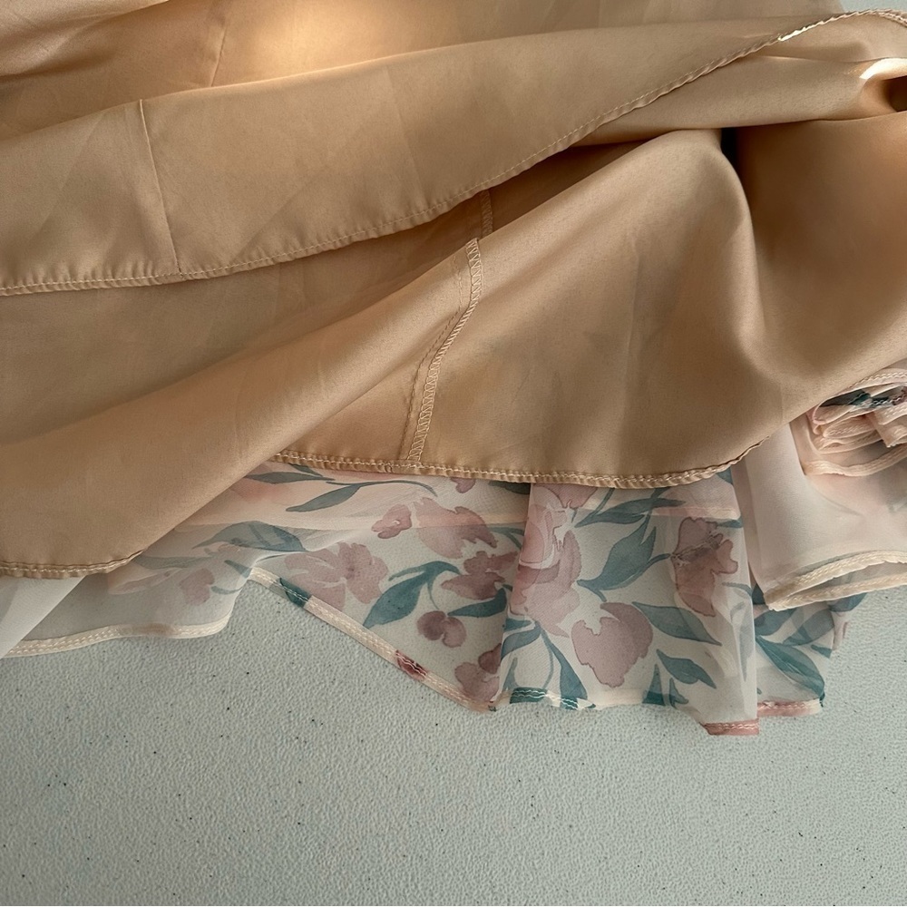 Jenny Yoo Adeline strapless chiffon gown features a romantic pink floral print - Picture 8 of 9